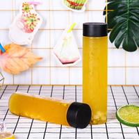 Vente Chaude Bouteilles Cylindriques en Plastique PET Transparentes 300ml 400ml 500ml avec Bouchon de Qualité Alimentaire pour Jus, Boissons et Eau