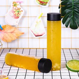 Gran oferta, botellas cilíndricas de plástico PET transparente, 300ml, 400ml, 500ml, tapa de grado alimenticio para jugo, bebida, agua, embalaje de bebidas - Product Image 3