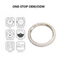 Lunette de montre de luxe personnalisée de 36 mm, sertie de diamants de laboratoire en moissanite, sertie à la main, ODM/OEM