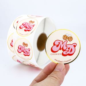สติกเกอร์ติดคุกกี้ของ MaryDee แบบมีกาวในตัว เป็นมิตรกับสิ่งแวดล้อม ใช้ซ้ำได้ กระดาษฟอยล์สีทอง กันน้ำ สำหรับบรรจุภัณฑ์อาหาร ทนทาน 3 แกน - Product Image 1