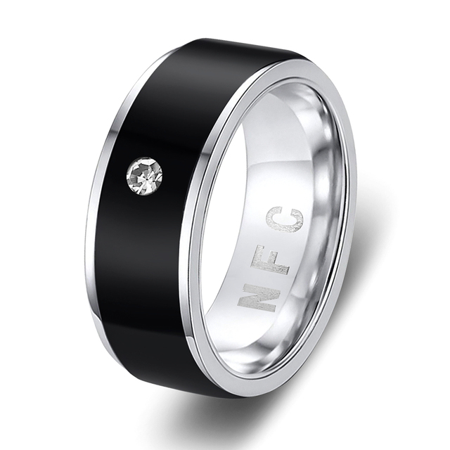 Hot Sale Technology Ntag213 Chip Wearable Ring Jewelry Stainless Steel Ring Statement Mobile Tags Smart Ring Gifts for Women Men