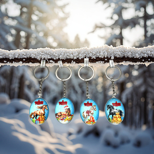 Animal-Themed Christmas-Style Glass Keychain for Craft Lovers