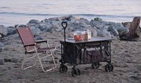 Chariot de camping pliable avec table amovible, grande capacité de 300 L, chariot utilitaire robuste avec hayon