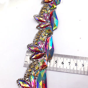 Costumes de carnaval <span class=keywords><strong>Samba</strong></span> faits à la main fer sur rouge AB strass garniture Applique Hot Fix coupe pour Costume artisanat DDAB04 - Product Image 6