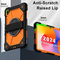Étui robuste anti-chute pour Huawei MatePad SE 11 2024 avec support rotatif à 360°, dragonne et bandoulière, bicolore, OEM ODM