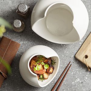 <span class=keywords><strong>Vaisselle</strong></span> en céramique Vase cassé créatif pour restaurants haut de gamme Concept artistique Assiette à steak Plat chaud/froid irrégulier Poterie - Product Image 5