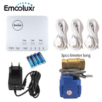 Système intelligent de détection de fuites d'eau avec vanne d'arrêt automatique électrique DN15 1/2 pouce et 3 capteurs de fuite d'eau de 6 m pour la protection domestique