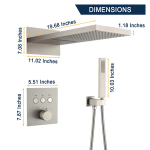 Cross-border 20-inch Stainless Steel Concealed Wall-<b>mounted</b> Chrome Rain Waterfall Soft Hand-held Overhead Shower Set Hotel BXW-0 - Product Image 1