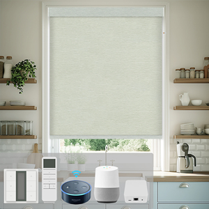 SAMADHI Smart Electric Roller Blinds Wifi Voice Control Textured Fabric Motorized <b>Window</b> Shades For Kitchen Home <b>Window</b> Privacy - Product Image 1