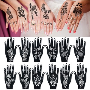 Autocollants de tatouage peints à la main, pochoirs évidés, pochoirs de tatouage personnalisés style dentelle florale, <span class=keywords><strong>henné</strong></span> - Product Image 4