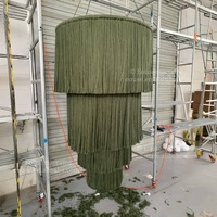 Macrame tenture murale abat-jour suspension lampe couverture vert décoration de la maison décor à la maison 4 couches plafond à la main EH2507019