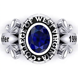 Anillo de Graduación Clásico Personalizado para Mujer, Plata de Ley 925, Bañado en Rodio, con Zirconia en Engaste de Bisel - Product Image 1