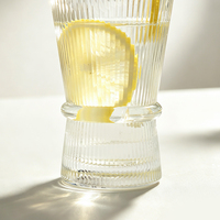 Verre à boire moderne à rayures verticales de 10 oz, verre highball côtelé, pour café glacé, jus, eau, qualité alimentaire, passe au lave-vaisselle, NOVARE