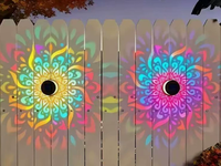 Luces Solares RGB Mandala para Cercas, Aplique de Pared Metálico que Cambia de Color, Decoración Impermeable para Jardín Exterior