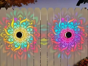 Luci Solari RGB Mandala per Recinzioni, Applique <span class=keywords><strong>da</strong></span> Parete in Metallo Cambia Colore, Impermeabili, Decorative per Esterni e Giardino - Product Image 2