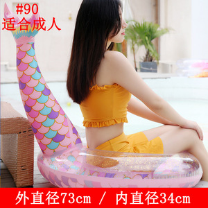 Thickened <b>Sequined</b> Mermaid Swimming Ring 90cm Adult Inflatable Fish Tail Float Pool Toy - Product Image 5
