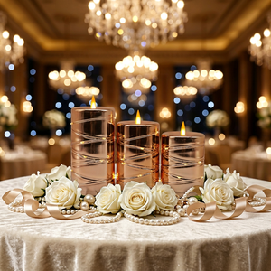 Velas LED sin Llama Color Oro Rosa con Luces de Cadena, Mecha Electrónica con Efecto de Parpadeo para Decoración de Hogar, Bodas y Fiestas - Product Image 2