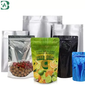 Hot Sales Custom Printed Flat Bottom Stand Pouch Plastic Aluminum Foil Mylar Ziplock Food Packaging Bag For Nuts Chip Snack Food