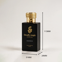 Flacons de parfum de luxe 50 ml, flacon de parfum en verre noir personnalisé, carré, 30 ml, 100 ml, flacons de parfum avec un couvercle spécial