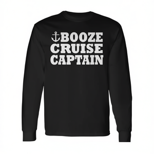Camiseta de manga larga Booze Cruise Captain, cuello redondo unisex, ropa promocional para adultos - Product Image 2