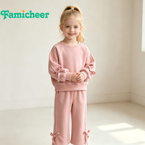 Ensemble décontracté pour fille avec nœud, vêtements pour enfants, ensemble de survêtement quotidien pour filles - Product Image 2