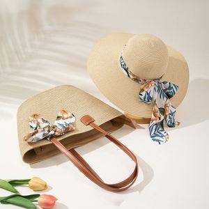 Conjunto de Sombrero y Bolso de Playa para Mujer, Accesorios de Verano, Sombrero de Paja Vintage con Bolso de Poliéster para Vacaciones - Product Image 4