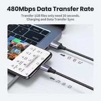 Kabel USB C UGREEN 3A 5Gbps Transfer Data Kabel Tipe C Pengisian Cepat Kabel Data Berlapis Nilon untuk Android iPhone 15 Samsung