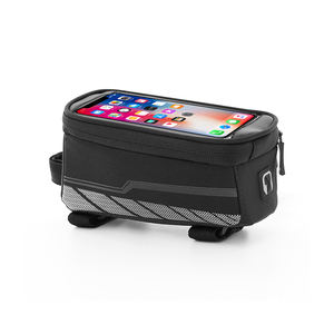 SAHOO Sacoche antichoc <span class=keywords><strong>pour</strong></span> tube supérieur de vélo 1L, sacoche de cadre <span class=keywords><strong>pour</strong></span> <span class=keywords><strong>smartphone</strong></span> à écran tactile OEM, support de téléphone avec coussinet EVA <span class=keywords><strong>pour</strong></span> cyclisme sur route en extérieur - Product Image 1