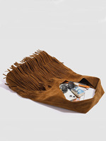 Sac à bandoulière vintage en daim grande capacité avec pompons et franges, sac à main de style western pour femme pour le travail et les voyages