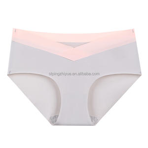 Трусы для беременных из ледяного шелка, однотонные, со средней посадкой, V-образные, быстросохнущие, бесшовные - Product Image 6