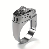 Bague créative gothique punk en alliage pour homme, plaquée or, motif briquet, thème amour, pour mariages et fiançailles