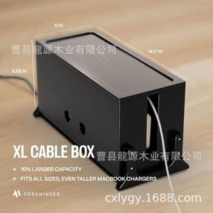 Organizador de Cables de Escritorio de Madera, Caja de Gestión de Cables de Madera Maciza con Ganchos para Uso en Oficina - Product Image 2