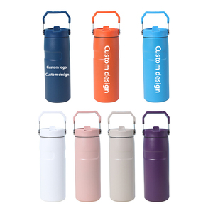 <b>tumbler</b> <b>with</b> <b>straw</b> 16oz Insulated Stainless Steel Water Bottle <b>with</b> Flip <b>Straw</b> Lid & Bail Handle Custom Logo <b>tumbler</b> avec paille - Product Image 2