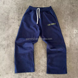 Pantalones Deportivos Anchos de Algodón Personalizados QIANSHI para <span class=keywords><strong>Hombre</strong></span>, Pantalones Deportivos Holgados de Pierna Recta de Felpa Francesa, Pantalones Deportivos Holgados y Acampanados para <span class=keywords><strong>Hombre</strong></span> - Product Image 2