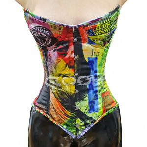 Sexy Coloré Argent Imprimer Taille Formateur Corset Mode Minceur Overbust Underwire Lingerie Bustier Top Corset Fabricant - Product Image 1