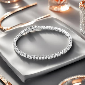 Dropshipping Bracelet en argent sterling S925 haut de gamme 2 mm 0,1 ct Moissanite Bijou tendance élégant pour femmes - Product Image 4