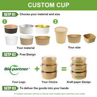 Boîte alimentaire jetable ronde personnalisée de 16 oz, emballage biodégradable à emporter, récipient en papier kraft pour nouilles et salades
