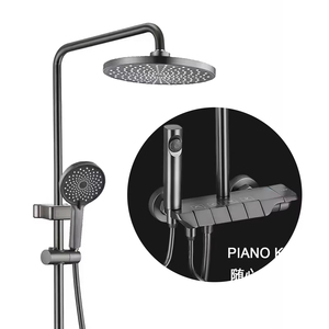 Ensemble <span class=keywords><strong>de</strong></span> douche pluie blanc pour salle <span class=keywords><strong>de</strong></span> bain avec robinet cascade à poignée unique, valve en céramique et jet <span class=keywords><strong>de</strong></span> massage pour hôtels - Product Image 1