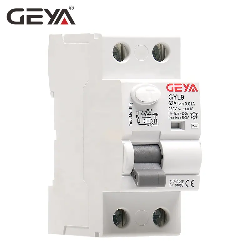 GEYA GYL9 ID RCCB 10KA อุปกรณ์วงจรตกค้าง RCD Electronic 10mA30mA 100mA 300mA ELCB RCCB ระดับกระแสไฟ2P 16A 30mA