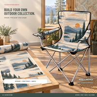 Chaise de camping portable robuste avec accoudoirs, porte-gobelet et motif logo personnalisé pour camping-car et voyages en voiture – Vente en gros