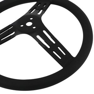 एल्यूमीनियम ऑटो रेसिंग कार 3 बोल्ट, 15 इंच की मोटी ग्रिप ड्रिफ्टिंग स्टीयरिंग व्हील ब्लैक स्पोक - Product Image 5