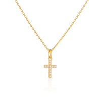 Collar de Plata de Ley 925 con Colgante de Cruz Corta de Jesús, Chapado en Oro de 18K, Joyería Religiosa Simple, para Regalo para Damas