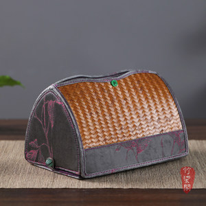 Xiangyun Yarn Bamboo Woven Tissue Box Handmade Chinese Style Desktop Storage - Product Image 1