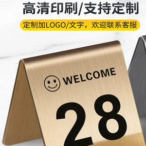 Letrero de Mesa de Acero Inoxidable Cantonese Knowledge, Letrero de Reserva de Doble Cara, Tarjeta de Mesa de Metal para Restaurantes y Hoteles - Product Image 4