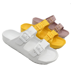 HEVA sandale <span class=keywords><strong>femme</strong></span> Double boucle femmes portent des chaussures plates de plage à semelle souple sur des chaussures élégantes à semelle épaisse romaine pantoufles sabots chaussures - Product Image 1