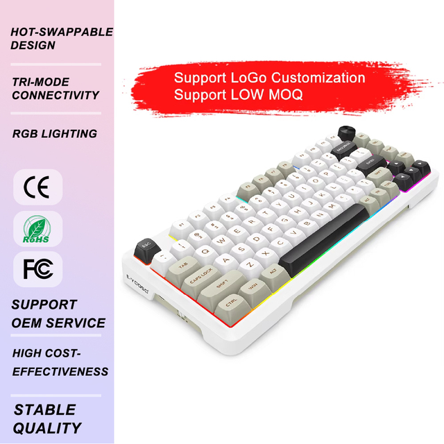 Triple-Mode HOT SWAP RGB 81 Keys Mechanical Keyboard With Rotary Knob  Wireless Keyboard