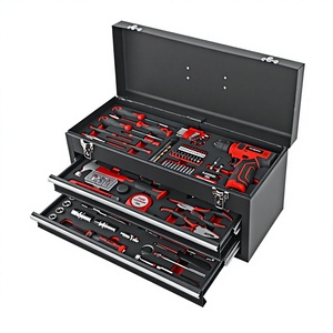 Juego de herramientas multifuncional para el hogar en caja de hierro, taladro eléctrico, caja de herramientas eléctrica, herramientas de renovación del hogar de tres niveles - Product Image 1