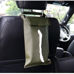 Boîte à mouchoirs en cuir pour voiture, sac de rangement pour siège arrière de voiture, boîte à mouchoirs suspendue pour salon/salle de bain. - Product Image 5