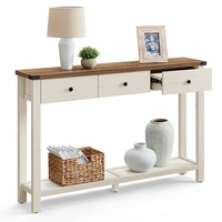 Console de luxe style ferme pour entrée étroite, table d'appoint en bois de 47,2 pouces avec 3 tiroirs et étagère ouverte pour couloir