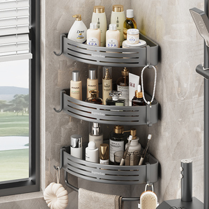 Plastic Adhesive Wall-Mounted Expandable <b>Kitchen</b> and Bathroom <b>Storage</b> Shelves & Racks Shower Caddy <b>Corner</b> <b>Storage</b> - Product Image 2